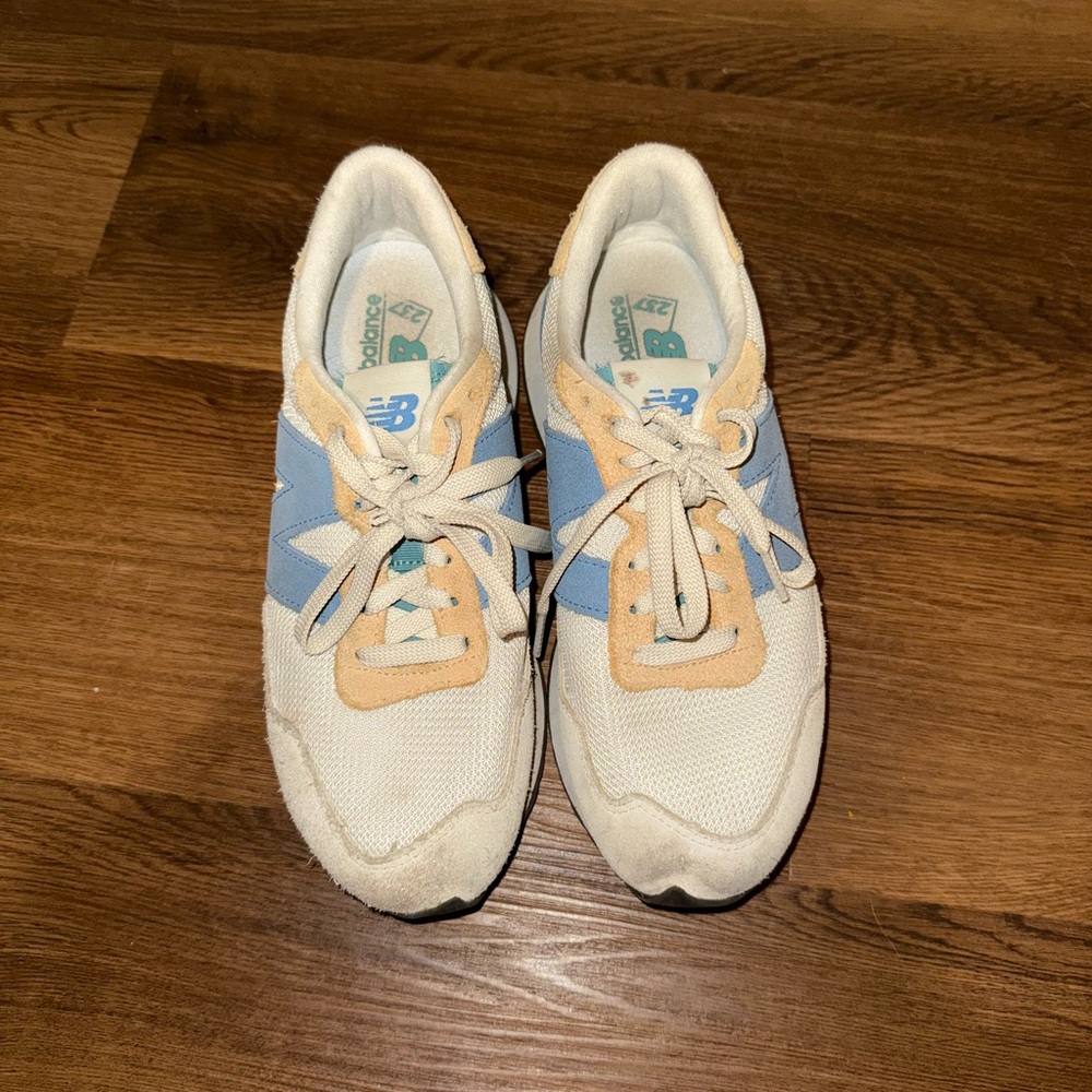 New Balance 237 Beige and Light Blue Sneakers